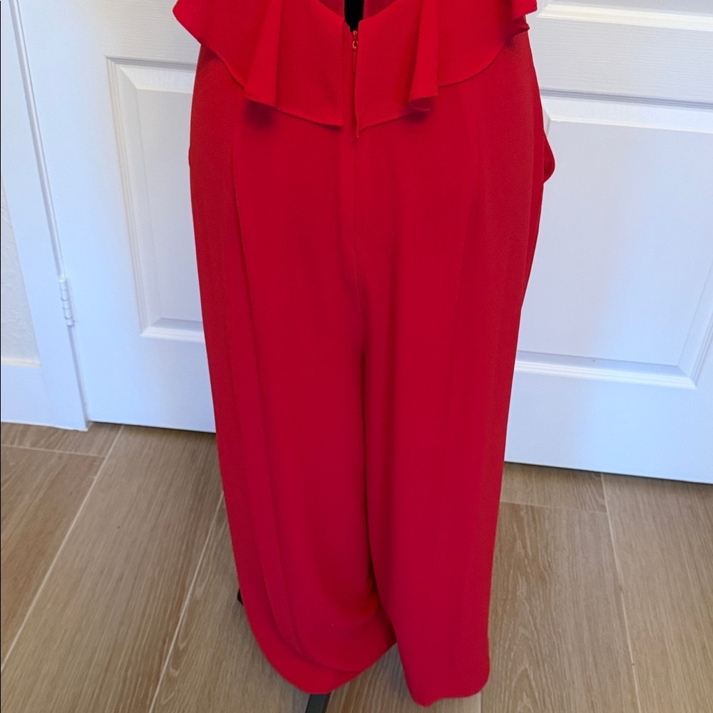 Whistles Red Ruffle-Shoulder Jumpsuit - Picture 9 of 14